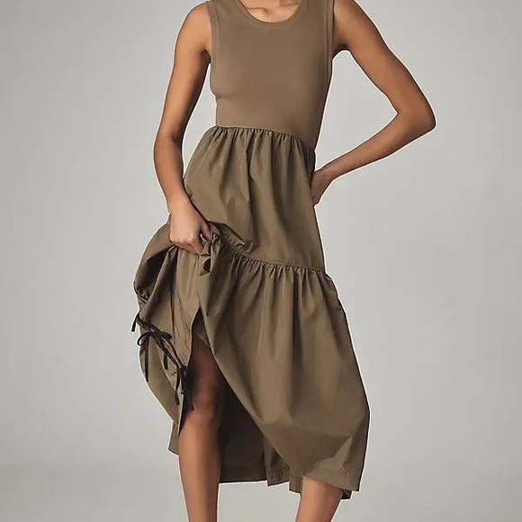 Nwot Daily Practice bowline sleeveless midi Dark Green Dress - Picture 5 of 5